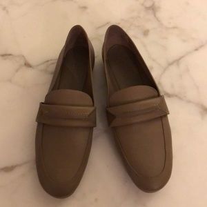 Brand new grey leather loafer flats